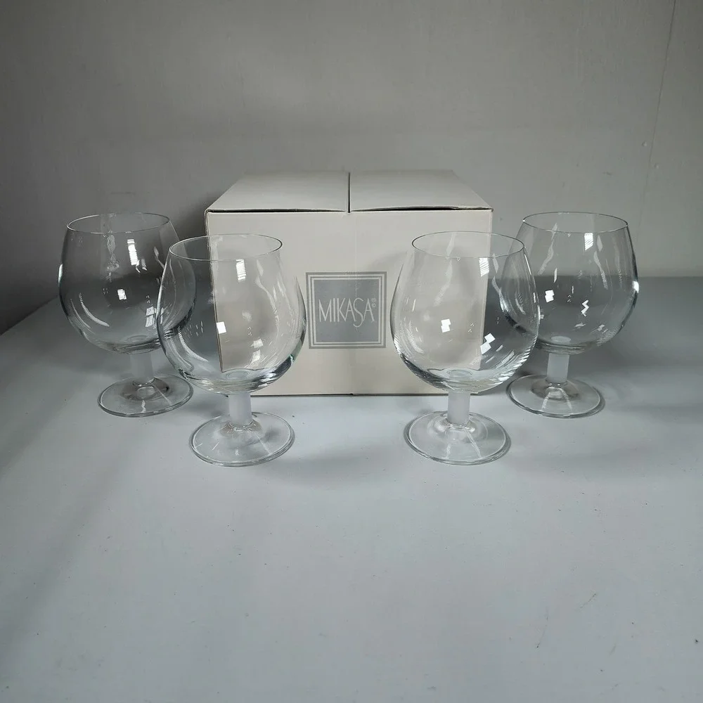 Mikasa Prelude Frost Brandy‎ Snifters Cognac Glasses Set of 4 Clear LS 121/018